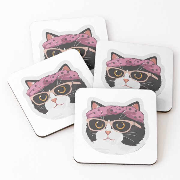 Item preview, Cool Black and White Cat with Glasses – Cute Nerdy Kitty designed and sold by xtehuip.