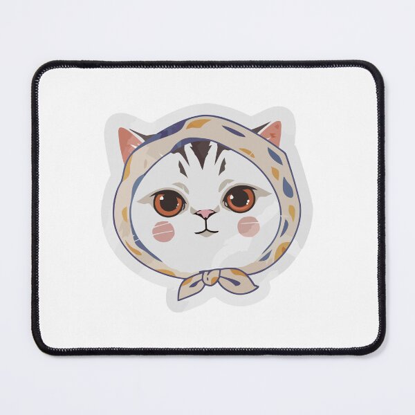 Item preview, Cute White Cat with Headscarf – Cozy Kawaii Kitty designed and sold by xtehuip.