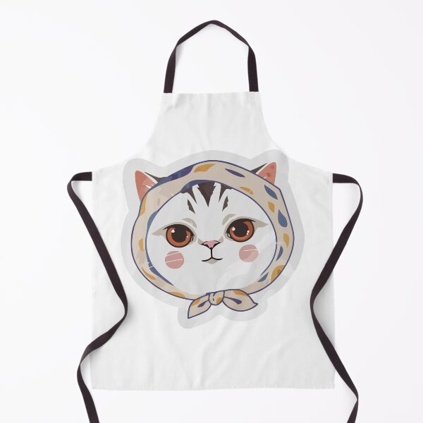 Item preview, Cute White Cat with Headscarf – Cozy Kawaii Kitty designed and sold by xtehuip.