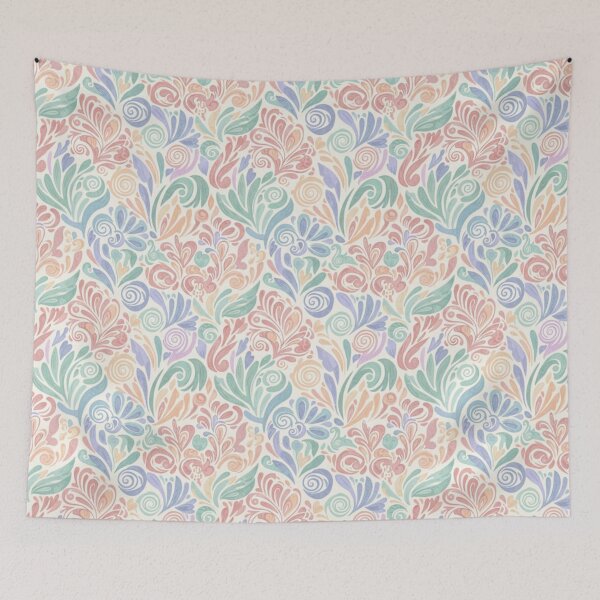 Item preview, Pastel Floral Seamless Pattern – Vintage Swirl Leaves designed and sold by FashioonTrends.