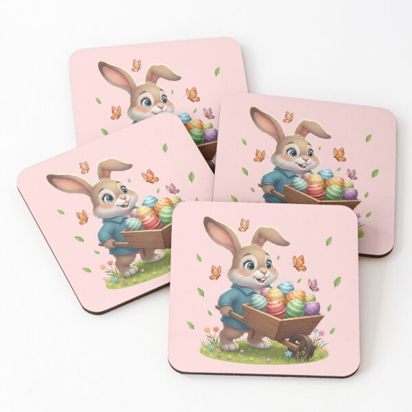 Item preview, Cute Easter Bunny with Wheelbarrow of Eggs designed and sold by BreezifyDesignStudio.