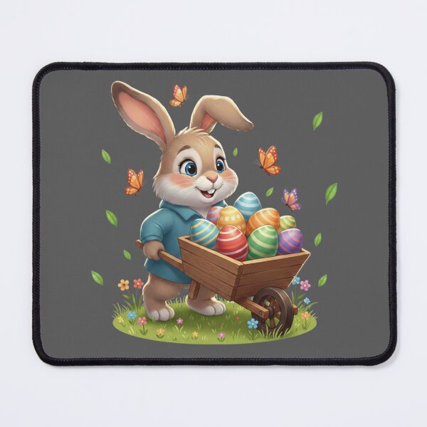 Item preview, Cute Easter Bunny with Wheelbarrow of Eggs designed and sold by BreezifyDesignStudio.