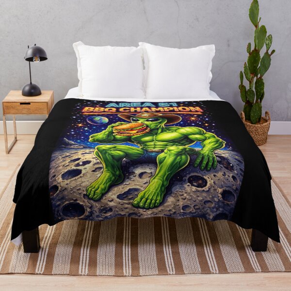 Artikelvorschau, Area 51 BBQ-Champion – Muskelbepackter Alien isst Burger auf dem Mond entworfen und verkauft von Dominik1994.