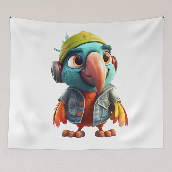 Item preview, Hipster Cartoon Parrot designed and sold by Sillytoe.