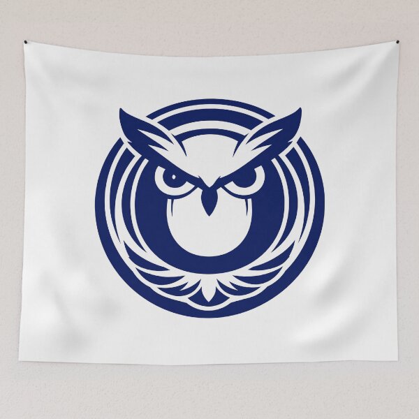 Item preview, Letter O Monogram - Owl Samurai Crest (Navy Blue) designed and sold by ZenCircle.