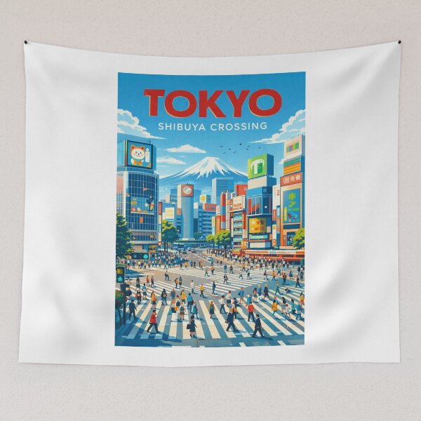 Item preview, Tokyo Shibuya Crossing Japan – Shibuya Station, Harajuku and Mount Fuji designed and sold by Aryabek.