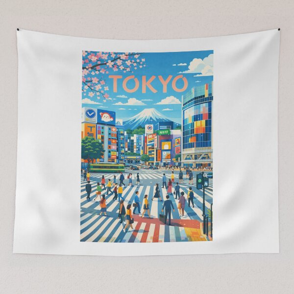 Item preview, Tokyo with Shibuya Crossing and Mount Fuji in Japan designed and sold by Aryabek.