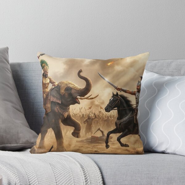 Item preview, Ancient Indian Battle Scene – Epic Warrior Art | Elephant vs Horseman Combat designed and sold by Mindful Heritage.