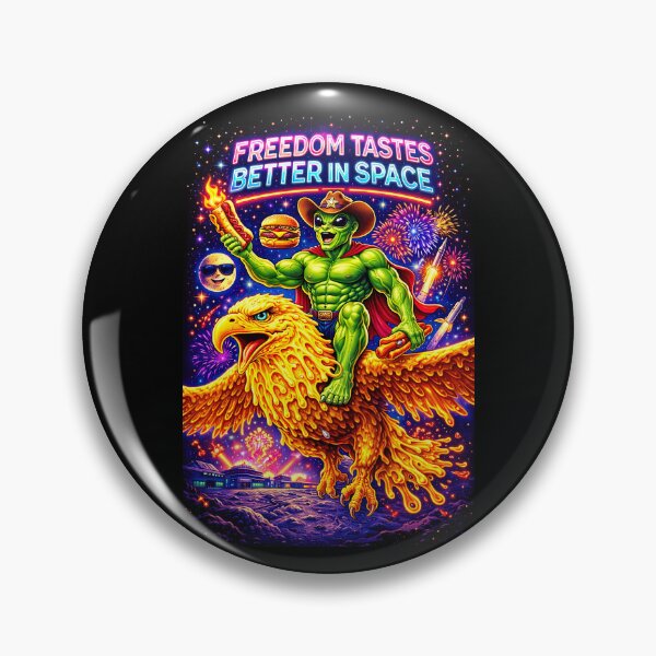 Item preview, Freedom Tastes Better in Space – Alien President Riding a Cheese Eagle | Patriotic Space Meme Art designed and sold by Dominik1994.
