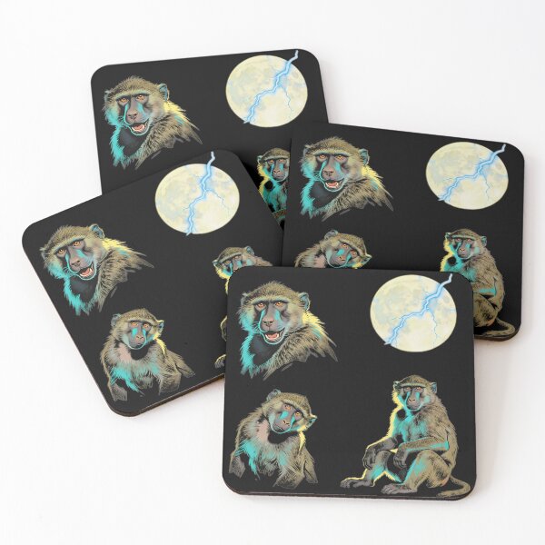 Item preview, Electric Baboon Echoes Under the Blue Lightning Moon designed and sold by Silent Watch Threads..