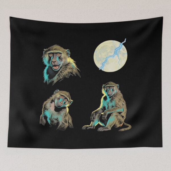 Item preview, Electric Baboon Echoes Under the Blue Lightning Moon designed and sold by Silent Watch Threads..