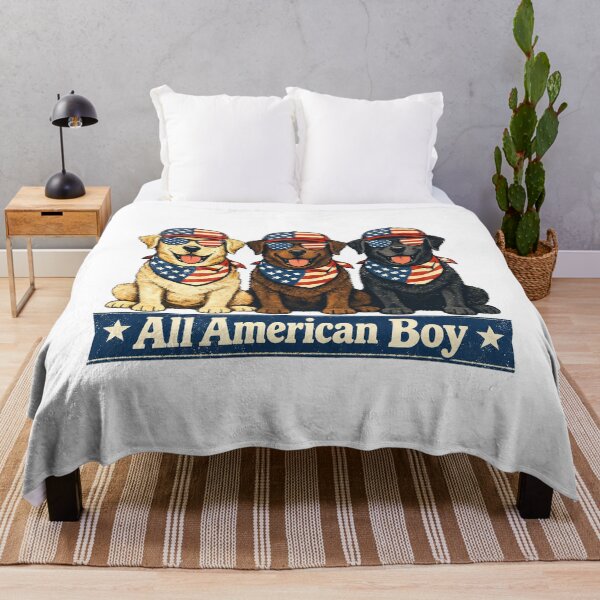 Item preview, All American Boy Labrador Trio Patriotic Dog Vintage 4th of July Design designed and sold by Sonchai Paladsai.
