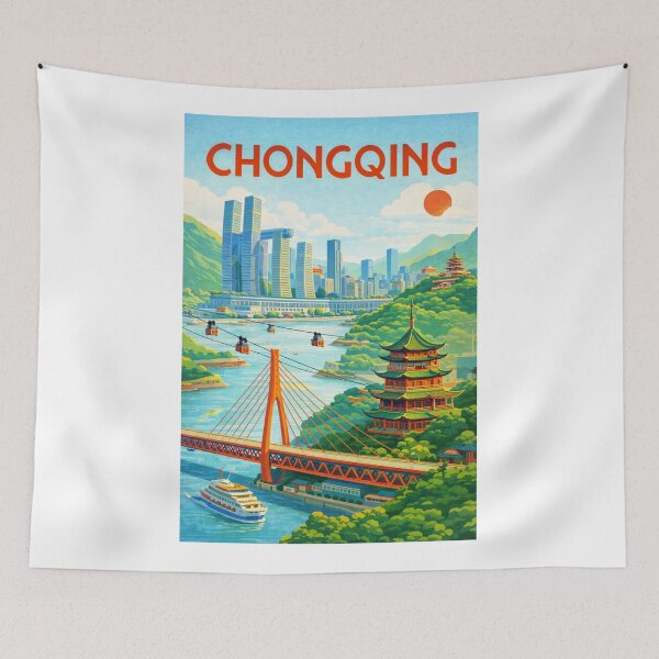 Item preview, Chongqing China – Yangtze River, Jialing River and Hongya Cave Skyline designed and sold by Aryabek.