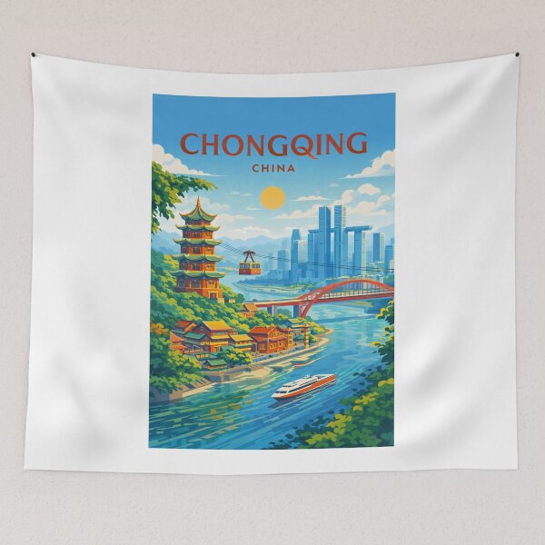 Item preview, Chongqing City with Yangtze River flow in China designed and sold by Aryabek.