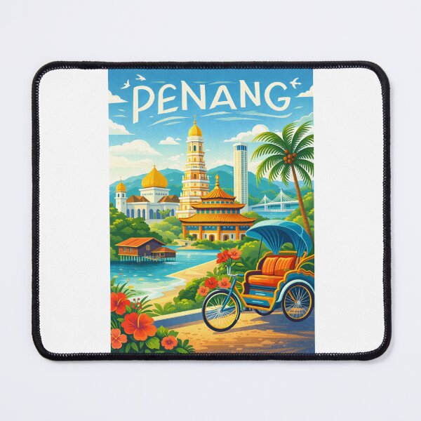 Item preview, Penang Malaysia – George Town, Kek Lok Si and Penang Bridge designed and sold by Aryabek.