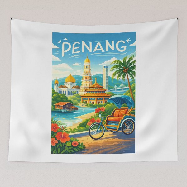 Item preview, Penang Malaysia – George Town, Kek Lok Si and Penang Bridge designed and sold by Aryabek.