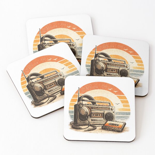 Item preview, Retro Boombox with Cassette Player – 70s Vintage Music Design designed and sold by Sunset Syndicate.