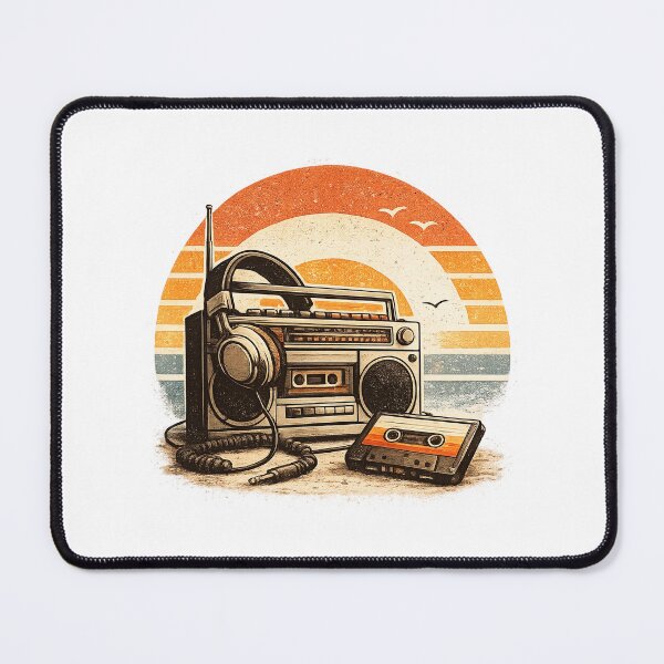 Item preview, Retro Boombox with Cassette Player – 70s Vintage Music Design designed and sold by Sunset Syndicate.