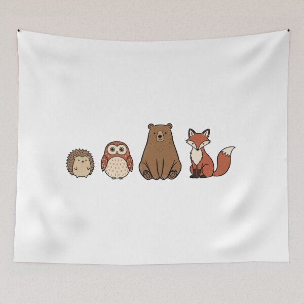 Item preview, Cute Forest Friends Bundle - Hedgehog, Owl, Bear, and Fox Illustrations - Whimsical Woodland Animal Art designed and sold by seven things shop.
