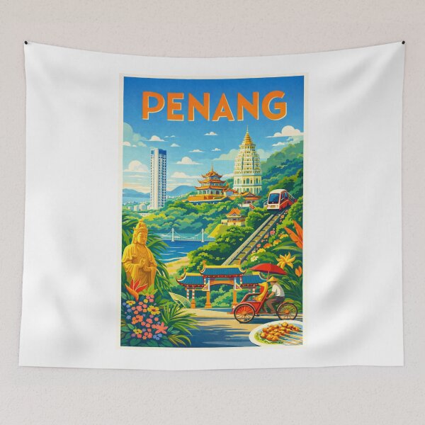 Item preview, Penang Skyline with George Town, Cable Car and Kek Lok Si View, Malaysia designed and sold by Aryabek.