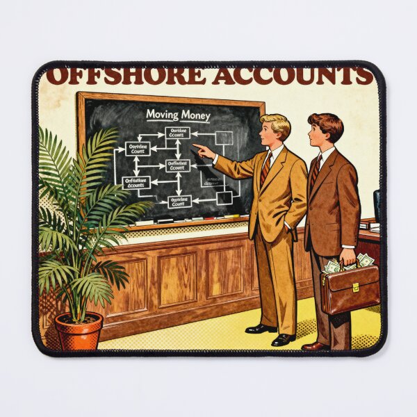 Item preview, Offshore Accounts Parody - Retro 70s Humor designed and sold by PictorialWhimsy.