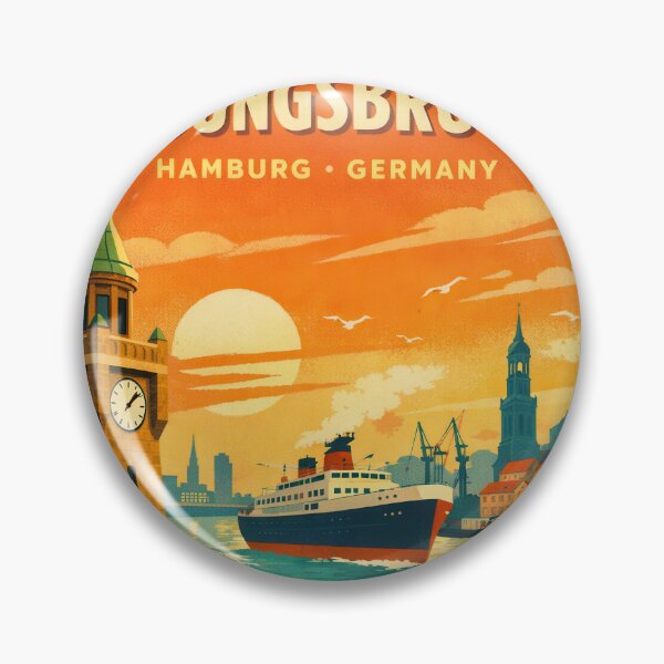 Item preview, Hamburg Landungsbrücken – Retro Travel Poster Germany designed and sold by Earth Celebration Designs.