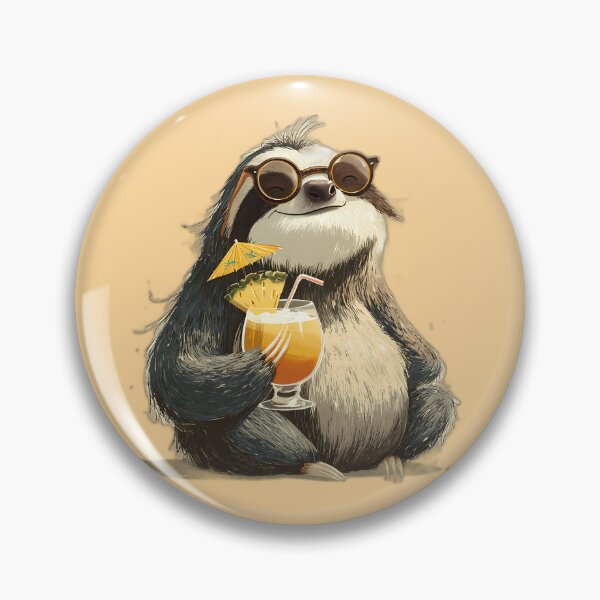 Item preview, Happy Sloth with Sunglasses & Piña Colada – Tropical Vacation Vibes designed and sold by Beachy Beasts.