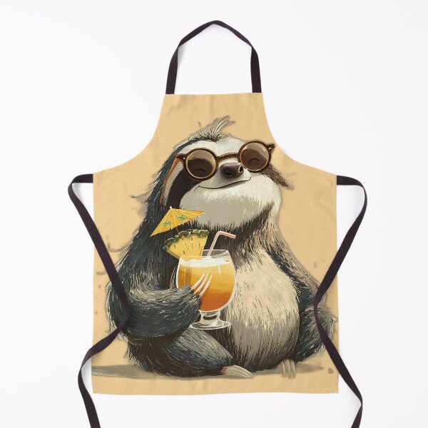 Item preview, Happy Sloth with Sunglasses & Piña Colada – Tropical Vacation Vibes designed and sold by Beachy Beasts.
