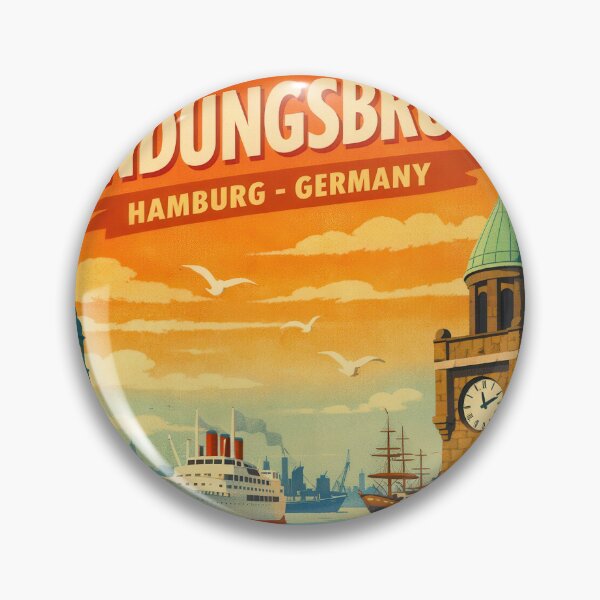 Item preview, Hamburg Landing Bridges (Variant 2) – Retro Travel Poster Germany designed and sold by Earth Celebration Designs.