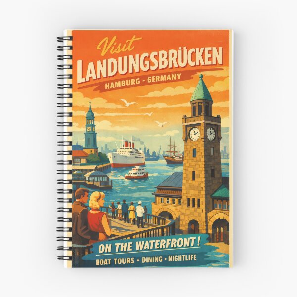 Item preview, Hamburg Landing Bridges (Variant 2) – Retro Travel Poster Germany designed and sold by Earth Celebration Designs.