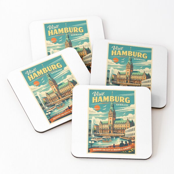 Item preview, Hamburg City Hall – Retro Travel Poster Germany designed and sold by Earth Celebration Designs.