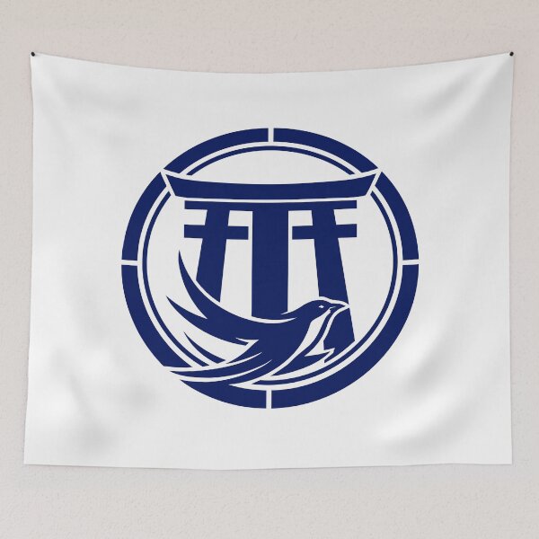 Item preview, Letter T Monogram - Torii Gate Samurai Crest (Navy Blue) designed and sold by ZenCircle.