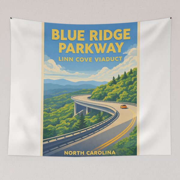 Item preview, Blue Ridge Parkway North Carolina – Linn Cove Viaduct and Grandfather Mountain designed and sold by Places On Earth.