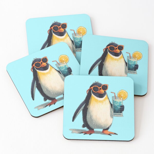 Item preview, Blue Lagoon Penguin in Orange Shades – Icy Cocktail “Summer Chill” Art designed and sold by Beachy Beasts.