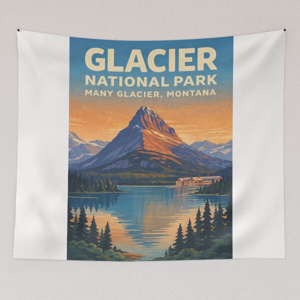 Item preview, Glacier National Park Montana – Many Glacier and Swiftcurrent Lake designed and sold by Places On Earth.