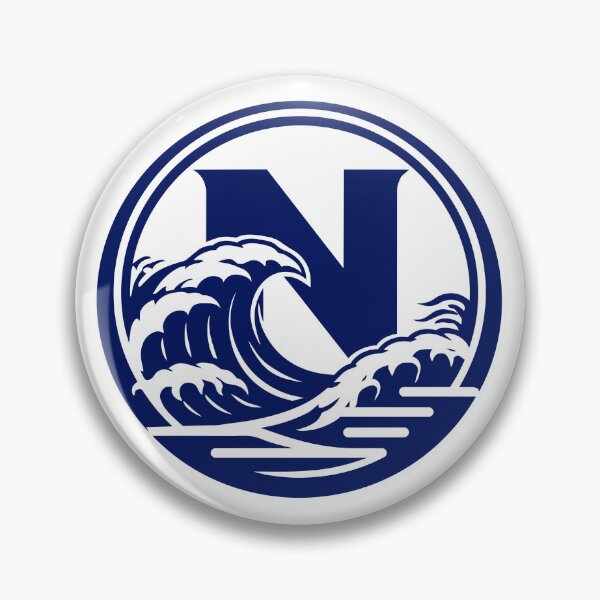 Item preview, N Monogram - Great Wave Ukiyo-e Crest (Navy Blue) designed and sold by ZenCircle.