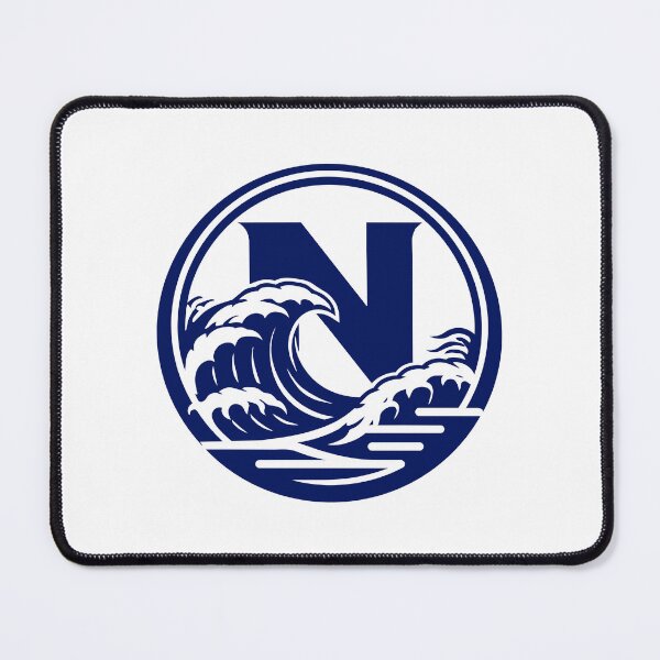 Item preview, N Monogram - Great Wave Ukiyo-e Crest (Navy Blue) designed and sold by ZenCircle.