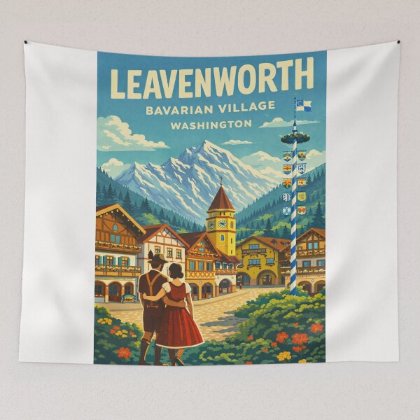 Item preview, Leavenworth Bavarian Village Washington – Cascade Mountains and Wenatchee River designed and sold by Places On Earth.