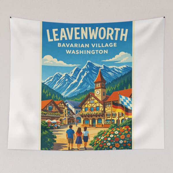 Item preview, Leavenworth Bavarian Village Washington – Cascade Mountains and Okanogan Wenatchee National Forest designed and sold by Places On Earth.