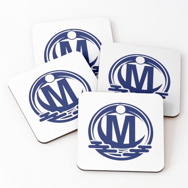Item preview, Letter M Monogram - Moon Samurai Crest (Navy Blue) designed and sold by ZenCircle.