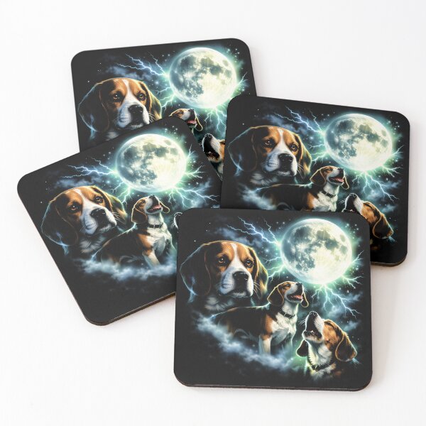 Item preview, Beagle Howling at Full Moon – Hunting Dog Night Aesthetic designed and sold by Blok45.