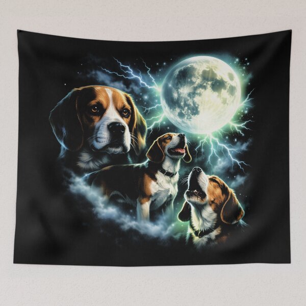 Item preview, Beagle Howling at Full Moon – Hunting Dog Night Aesthetic designed and sold by Blok45.