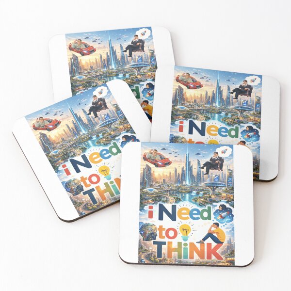 Item preview, Futuristic “I Need To Think” Illustration — AI Mindset Motivation, Future City Concept Art, Modern Inspirational Design designed and sold by GloboStyle Design .