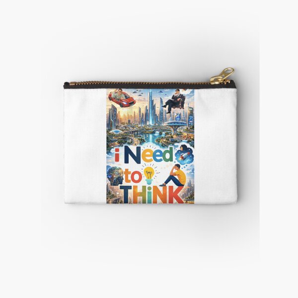 Item preview, Futuristic “I Need To Think” Illustration — AI Mindset Motivation, Future City Concept Art, Modern Inspirational Design designed and sold by GloboStyle Design .