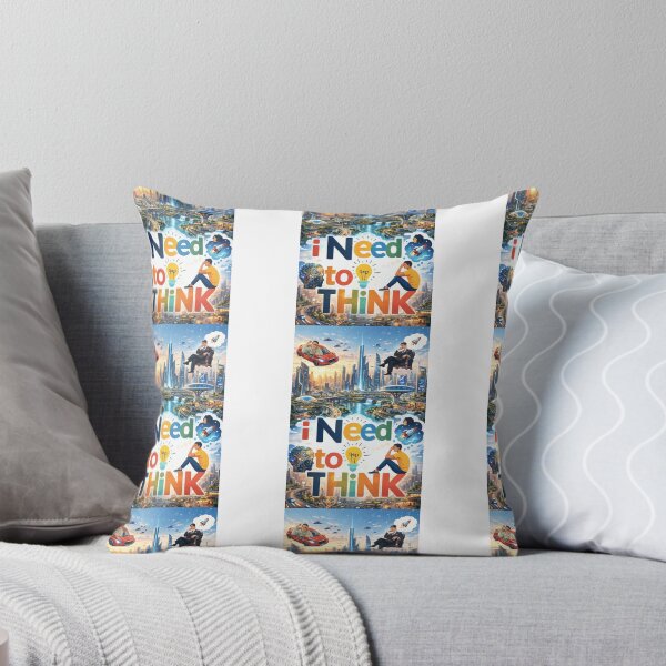 Item preview, Futuristic “I Need To Think” Illustration — AI Mindset Motivation, Future City Concept Art, Modern Inspirational Design designed and sold by GloboStyle Design .