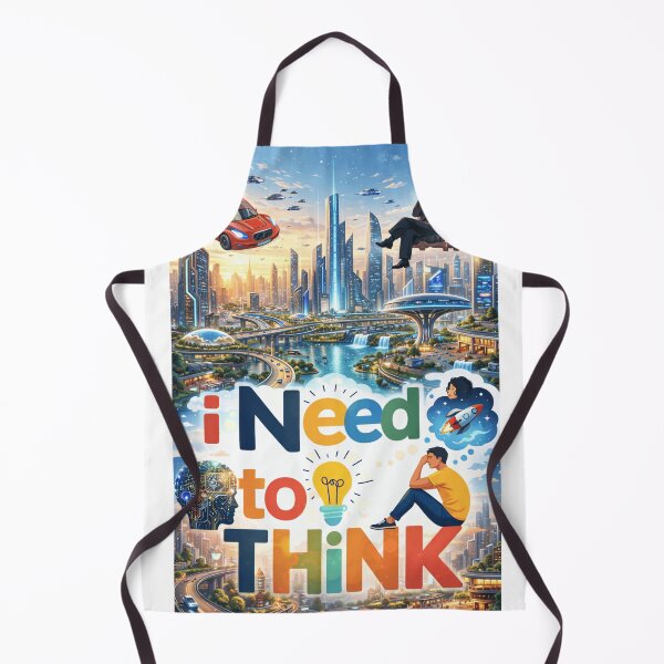 Item preview, Futuristic “I Need To Think” Illustration — AI Mindset Motivation, Future City Concept Art, Modern Inspirational Design designed and sold by GloboStyle Design .