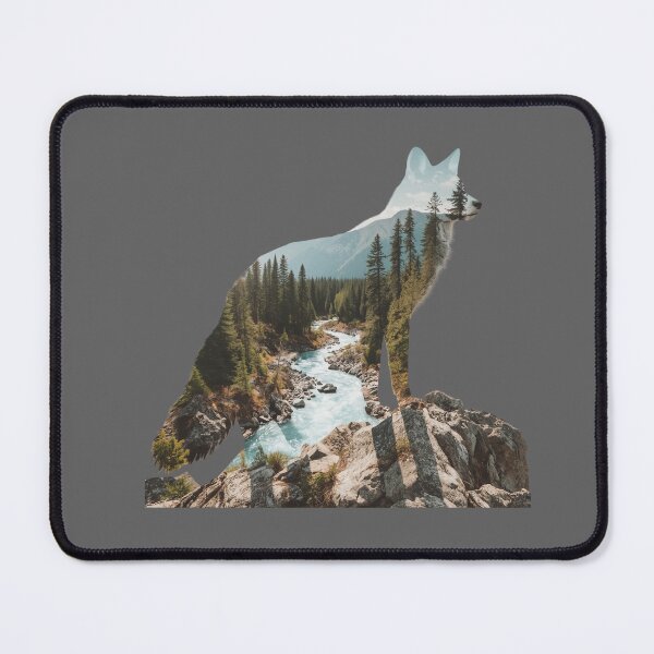 Item preview, Wolf Silhouette with Mountain River – Nature Double Exposure designed and sold by Printerraworks.
