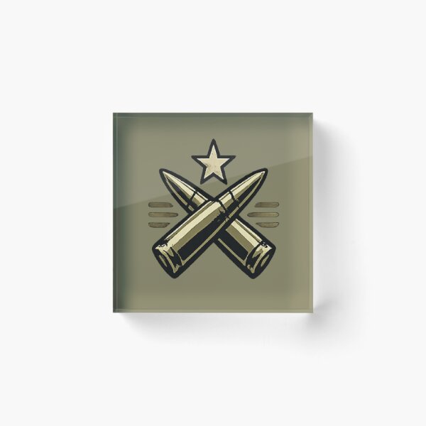 Item preview, Golden Crossed Bullets with Star – Military Emblem Design designed and sold by myforestfog.