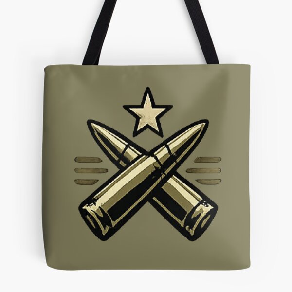 Item preview, Golden Crossed Bullets with Star – Military Emblem Design designed and sold by myforestfog.