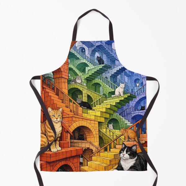 Item preview, Optical Illusion Infinite Staircase Cat Art – Rainbow Gradient Paradox Design designed and sold by WAUZ.